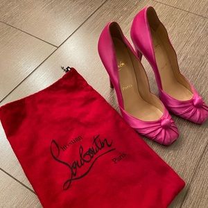 Louboutin Pink Satin Viva Lolo 100mm Pumps